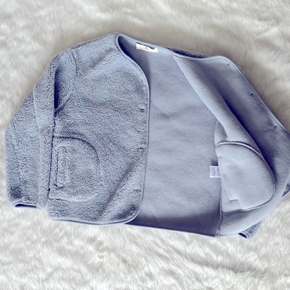 Cozy Teddy Collarless Sherpa Button Up Jacket - Picture 3 of 4